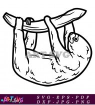 Sloth Hanging Upside Down on a Branch SVG