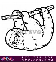 Funny Sloth Sleeping in a Tree Branch SVG