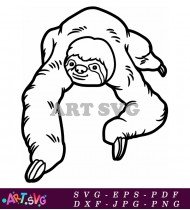 Funny Sloth Sitting Cartoon Character SVG