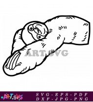 Cute Sloth Hanging On Branch Illustration SVG