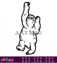 Cartoon Sloth Hanging On Tree Branch SVG