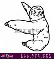 Black And White Sloth Illustration SVG