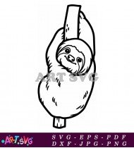 Cartoon Sloth Hanging On A Branch SVG