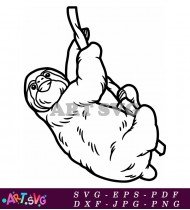 Funny Sloth Hanging On Tree Cartoon SVG