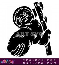 Sloth Animal Cartoon Silhouette Vector Clipart SVG