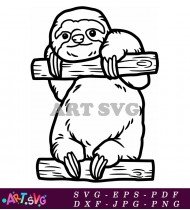 Happy Sloth Hanging From A Branch Cartoon SVG