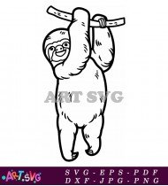 Sloth Cartoon Animal Illustration Hanging Branch Vector SVG