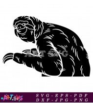 Black And White Sloth Animal Silhouette Vector SVG