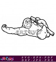 Cute Sloth Holding A Leaf Clip Art SVG