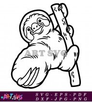 Cute Cartoon Sloth Holding A Stick Vector SVG