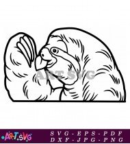 Cartoon Sloth Design Vector Black And White SVG