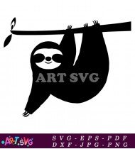 Cartoon Sloth Illustration Hanging From Branch Clip SVG