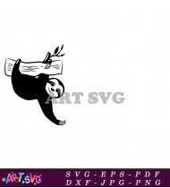 Sloth Hanging From Tree Branch Cartoon SVG