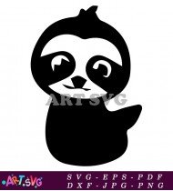 Black And White Cute Sloth Vector SVG