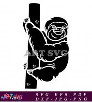 Adorable Sloth Hanging On Branch Clip Art SVG 1