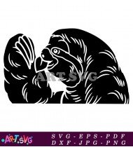 Sloth Animal Clip Art Black And White SVG 1