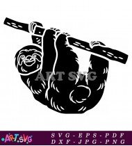 Sloth Animal Clip Art Black And White SVG 2