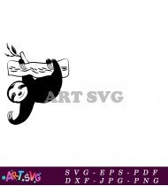 Vector Silhouette of Sloth Hanging Upside Down SVG