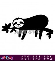 Happy Cartoon Sloth Animal Clipart Illustration Design SVG