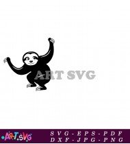 Sleeping Cute Cartoon Sloth Hanging On Branch SVG