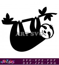 Adorable Sloth Hanging Upside Down On Branch SVG