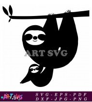 Cartoon Sloth Hanging From A Tree SVG