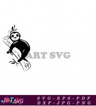 Cute Cartoon Sloth Hanging From Tree SVG