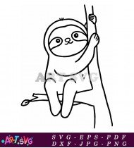 Funny Cute Sloth Hanging From Tree SVG