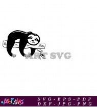 Cute Sloth with Cartoon Smile in Black SVG