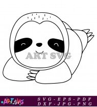 Adorable Sloth with Happy Cartoon Face SVG