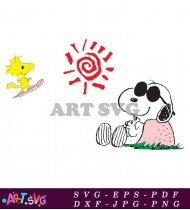 Snoopy Sunbathing In Summer With Sunglasses SVG