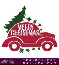 Christmas Red Van With Trees SVG