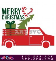 Merry Christmas Truck Ornament Holiday Gift SVG