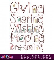 Giving Sharing Wishing Hoping Dreaming Ornament SVG