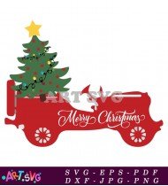 Christmas Red Car With Tree SVG Printable File