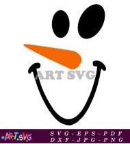 Basic Smiling Snowman Face With Carrot Nose SVG