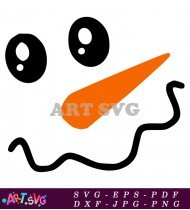 Classic Smiling Snowman Face With Carrot Nose SVG