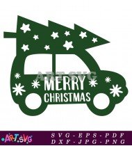 Merry Christmas Truck Design Vector Art SVG