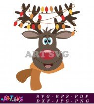 Reindeer with Christmas Lights Holiday Clipart Image SVG