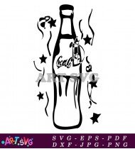 Coca Cola Bottle Logo Black and White SVG