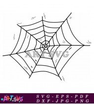 Black Spider Silhouette with Web Clipart SVG