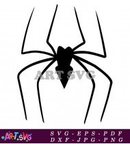 Black and White Spider Silhouette with Web SVG