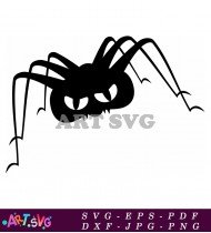 Spooky Black Spider Silhouette On White SVG