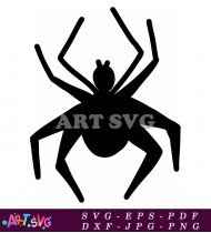 Black Spider Silhouette With Eight Legs Illustration SVG 2