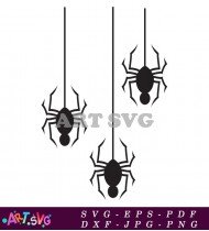 Black Silhouettes Of Spiders Webs On White SVG 3