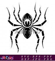 Simple Black Cartoon Spider Illustration SVG