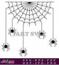 Black And White Spider Web Illustration SVG