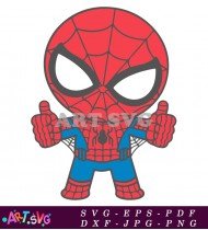 Red Spiderman Thumbs Up Cartoon Illustration SVG