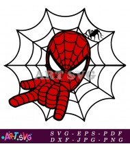 Red Spider Web With Spider Inside Design SVG