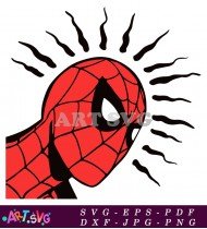 Spider Man Head With Webs Illustration SVG